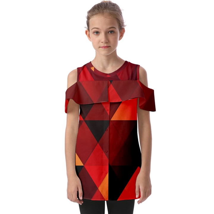 Abstract Triangle Wallpaper Fold Over Open Sleeve Top