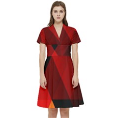 Abstract Triangle Wallpaper Short Sleeve Waist Detail Dress by Ket1n9