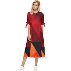 Abstract Triangle Wallpaper Bow Sleeve Chiffon Midi Dress by Ket1n9