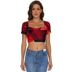 Abstract Triangle Wallpaper Short Sleeve Square Neckline Crop Top  by Ket1n9