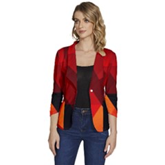 Abstract Triangle Wallpaper Women s One-button 3/4 Sleeve Short Jacket by Ket1n9