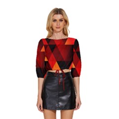 Abstract Triangle Wallpaper Mid Sleeve Drawstring Hem Top by Ket1n9