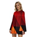 Abstract Triangle Wallpaper Round Neck Long Sleeve Bohemian Style Chiffon Mini Dress View2