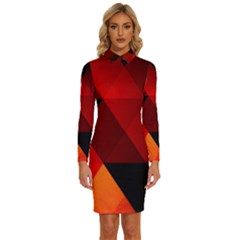 Abstract Triangle Wallpaper Long Sleeve Shirt Collar Bodycon Dress by Ket1n9