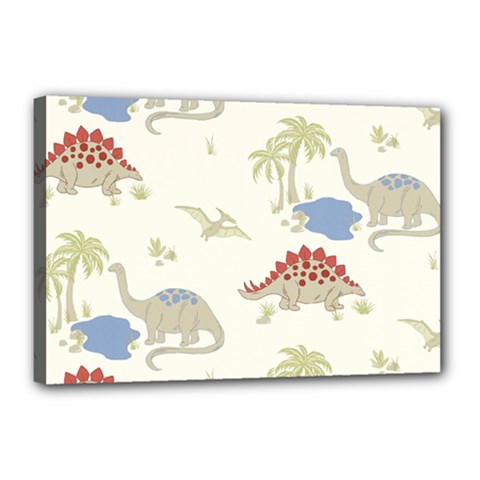 Dinosaur Art Pattern Canvas 18  X 12  (stretched) by Ket1n9