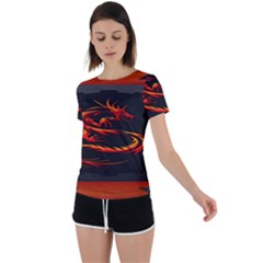 Dragon Back Circle Cutout Sports T-shirt by Ket1n9