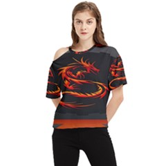 Dragon One Shoulder Cut Out T-shirt by Ket1n9