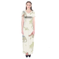 Dinosaur Art Pattern Short Sleeve Maxi Dress by Ket1n9