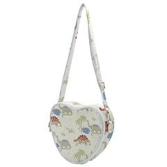 Dinosaur Art Pattern Heart Shoulder Bag by Ket1n9