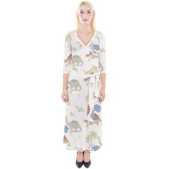 Dinosaur Art Pattern Quarter Sleeve Wrap Maxi Dress by Ket1n9