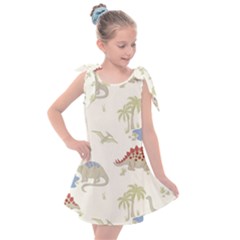 Dinosaur Art Pattern Kids  Tie Up Tunic Dress by Ket1n9