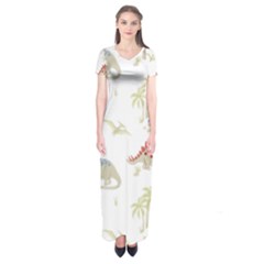 Dinosaur Art Pattern Short Sleeve Maxi Dress by Ket1n9