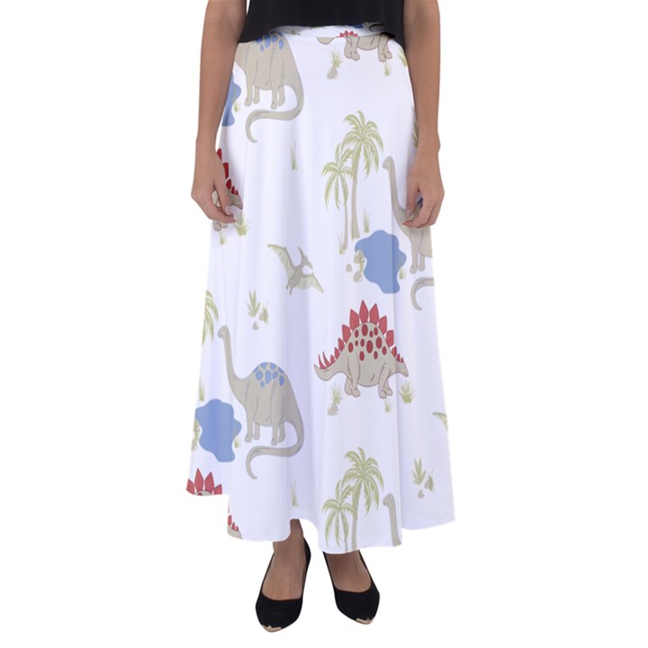 Dinosaur Art Pattern Flared Maxi Skirt