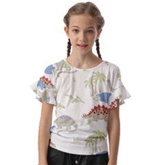 Dinosaur Art Pattern Kids  Cut Out Flutter Sleeves by Ket1n9