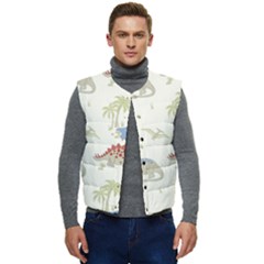 Dinosaur Art Pattern Men s Button Up Puffer Vest	 by Ket1n9