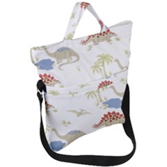 Dinosaur Art Pattern Fold Over Handle Tote Bag by Ket1n9