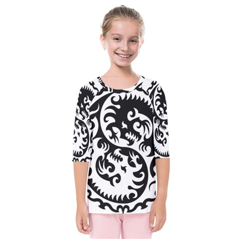 Ying Yang Tattoo Kids  Quarter Sleeve Raglan T-shirt by Ket1n9