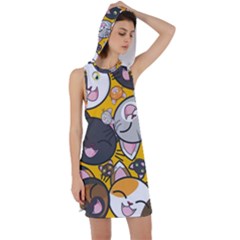 Cats Cute Kitty Kitties Kitten Racer Back Hoodie Dress by Ket1n9