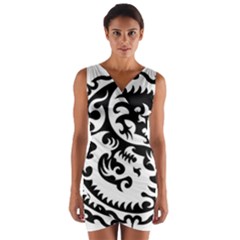 Ying Yang Tattoo Wrap Front Bodycon Dress by Ket1n9