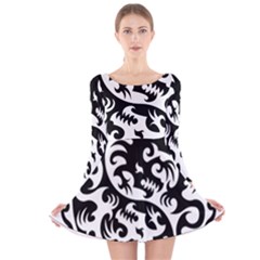 Ying Yang Tattoo Long Sleeve Velvet Skater Dress by Ket1n9