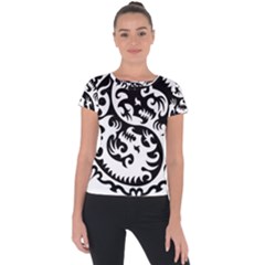 Ying Yang Tattoo Short Sleeve Sports Top  by Ket1n9