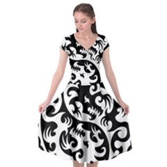 Ying Yang Tattoo Cap Sleeve Wrap Front Dress by Ket1n9