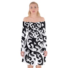 Ying Yang Tattoo Off Shoulder Skater Dress by Ket1n9