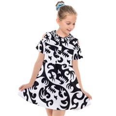 Ying Yang Tattoo Kids  Short Sleeve Shirt Dress