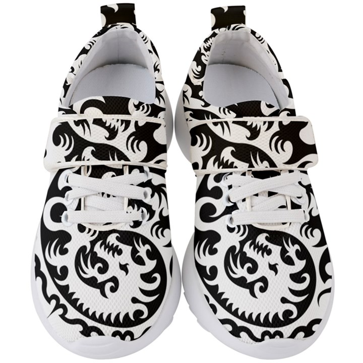 Ying Yang Tattoo Kids  Velcro Strap Shoes