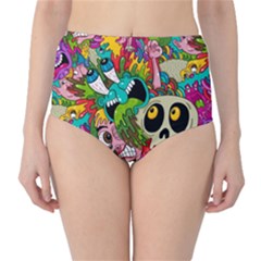 Crazy Illustrations & Funky Monster Pattern Classic High-waist Bikini Bottoms by Ket1n9