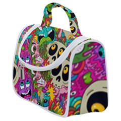 Crazy Illustrations & Funky Monster Pattern Satchel Handbag by Ket1n9