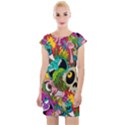 Crazy Illustrations & Funky Monster Pattern Cap Sleeve Bodycon Dress View1