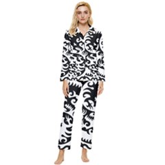 Ying Yang Tattoo Womens  Long Sleeve Velvet Pocket Pajamas Set by Ket1n9