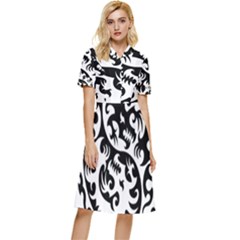 Ying Yang Tattoo Button Top Knee Length Dress by Ket1n9