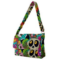 Crazy Illustrations & Funky Monster Pattern Full Print Messenger Bag (s) by Ket1n9