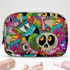 Crazy Illustrations & Funky Monster Pattern Make Up Pouch (small) by Ket1n9