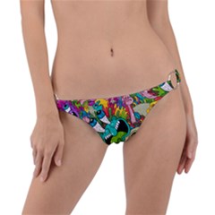 Crazy Illustrations & Funky Monster Pattern Ring Detail Bikini Bottoms by Ket1n9