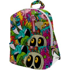 Crazy Illustrations & Funky Monster Pattern Zip Up Backpack by Ket1n9