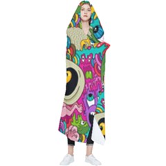 Crazy Illustrations & Funky Monster Pattern Wearable Blanket by Ket1n9