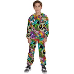 Crazy Illustrations & Funky Monster Pattern Kids  Sweatshirt Set by Ket1n9