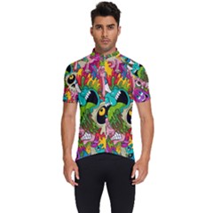 Crazy Illustrations & Funky Monster Pattern Men s Short Sleeve Cycling Jersey by Ket1n9