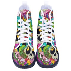 Crazy Illustrations & Funky Monster Pattern Women s High-top Canvas Sneakers by Ket1n9