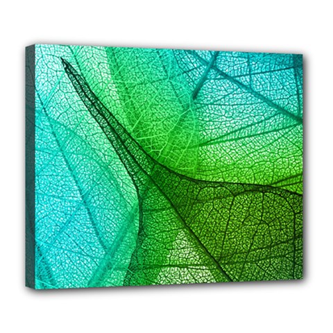 Sunlight Filtering Through Transparent Leaves Green Blue Deluxe Canvas 24  X 20  (stretched) by Ket1n9