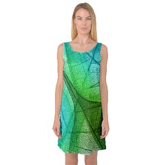 Sunlight Filtering Through Transparent Leaves Green Blue Sleeveless Satin Nightdress by Ket1n9