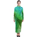 Sunlight Filtering Through Transparent Leaves Green Blue Turtleneck Maxi Dress View1