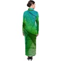 Sunlight Filtering Through Transparent Leaves Green Blue Turtleneck Maxi Dress View2