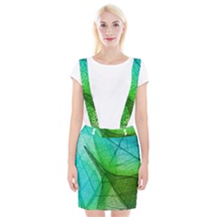 Sunlight Filtering Through Transparent Leaves Green Blue Braces Suspender Skirt by Ket1n9