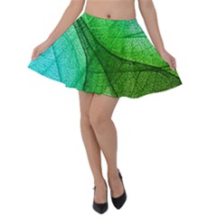 Sunlight Filtering Through Transparent Leaves Green Blue Velvet Skater Skirt by Ket1n9