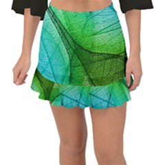 Sunlight Filtering Through Transparent Leaves Green Blue Fishtail Mini Chiffon Skirt by Ket1n9