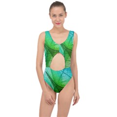 Sunlight Filtering Through Transparent Leaves Green Blue Center Cut Out Swimsuit by Ket1n9